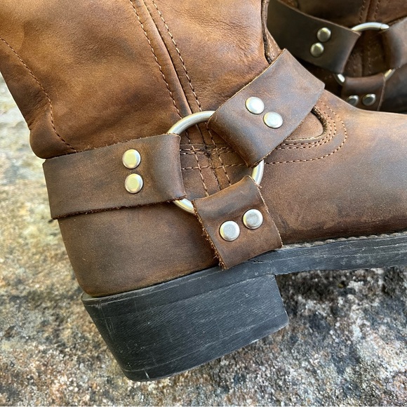 Cody James Harness Square Toe Leather Pull On Riding Cowboy Boots Brown Sz 8 - Picture 6 of 14